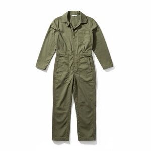 Alex Mill long sleeve zip front jumpsuit army green